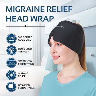 AllSett Health® Cold Gel Ice Head Wrap Hat for Headache and Migraine Relief with Hole