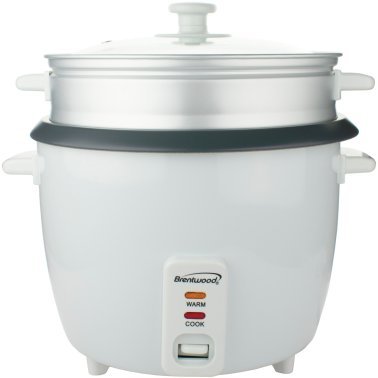 Brentwood® 10-Cups Cooked/20-Cups Uncooked Electric Rice Cooker with Steamer, White