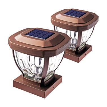 Home Zone Security® 12-Lumen-Each 4 x 4 Solar LED Post Cap Lights (Bronze)