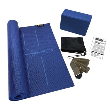 GoFit® Complete Yoga Kit with Yoga Mat, Foam Block, Strap, Yoga Pose Wall Chart, and Carrying Bag