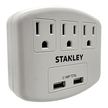 STANLEY® PlugMax 3-AC-Outlet and 2-USB-Plug Wall Tap