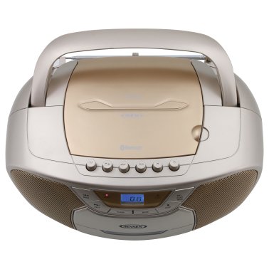 JENSEN® CD-590 1-Watt Portable Stereo CD and Cassette Player/Recorder with AM/FM Radio and Bluetooth® (Champagne Gold)