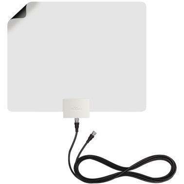 Mohu Leaf® Plus Paper-Thin Indoor TV Antenna, Amplified, UHF VHF, 60-Mile Range, Multi-Directional, 4K 8K UHD, NEXTGEN TV — with 12-Ft. Cable