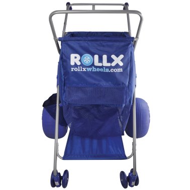 Rollx® Big Balloon Wheel Foldable Beach Cart Storage Wagon for Sand, with 13-In. Beach Tires, Blue