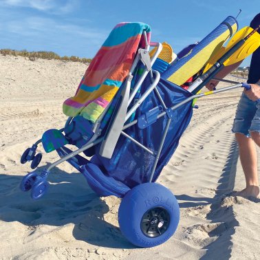 Rollx® Big Balloon Wheel Foldable Beach Cart Storage Wagon for Sand, with 13-In. Beach Tires, Blue