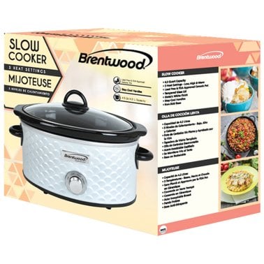Brentwood® 4.5-Quart Scallop Pattern Slow Cooker (White)