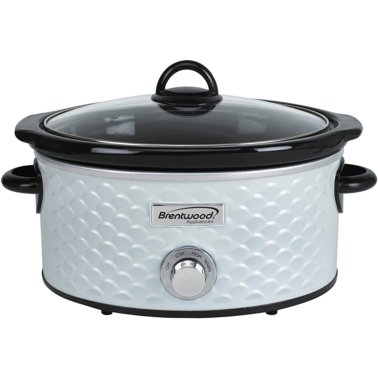 Brentwood® 4.5-Quart Scallop Pattern Slow Cooker (White)