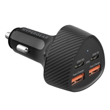 HyperGear® SpeedBoost 50-Watt Quad PD Car Charger, Black