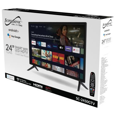 Supersonic® 24-In. 1366 x 768 LED Smart Android™ HDTV, AC/DC Compatible, SC-2450GTV