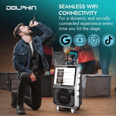 Dolphin® Audio KB-85R Bluetooth® Portable Karaoke Speaker with 14.1-In. Touch Screen and Wireless Microphone