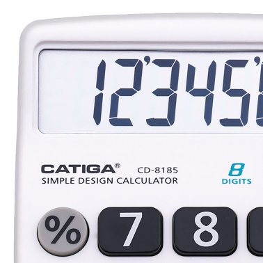 CATIGA® by Adesso® CD-8185 8-Digit Home and Office Calculator, Dual Power (White)