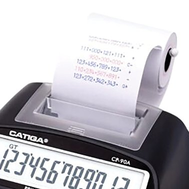 CATIGA® by Adesso® CP-90A 12-Digit Printing Calculator and Adding Machine, Dual Power (Black)