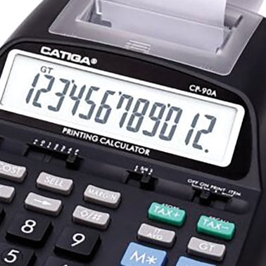 CATIGA® by Adesso® CP-90A 12-Digit Printing Calculator and Adding Machine, Dual Power (Black)