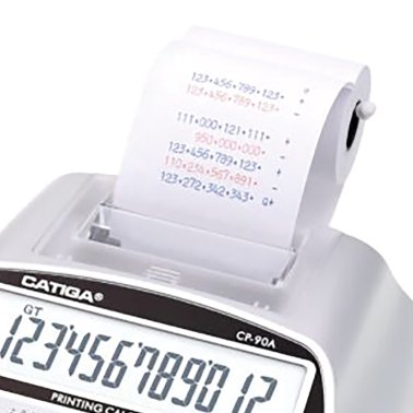 CATIGA® by Adesso® CP-90A 12-Digit Printing Calculator and Adding Machine, Dual Power (Silver)