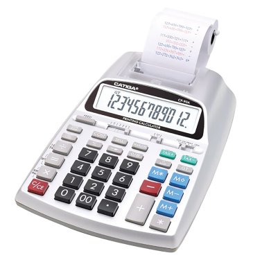 CATIGA® by Adesso® CP-90A 12-Digit Printing Calculator and Adding Machine, Dual Power (Silver)