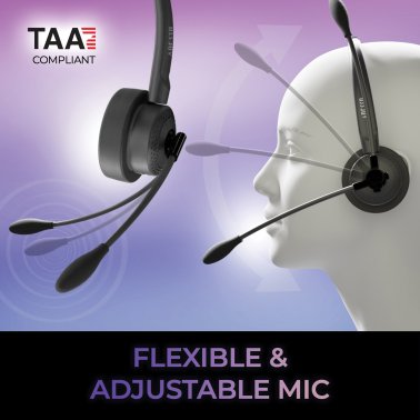 Adesso® Xtream P4T Headset with Push to Talk, Volume Controls, and Answer/End Call Controls