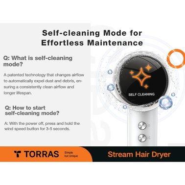 TORRAS® Stream 1,600-Watt High-Speed Hair Dryer (White)