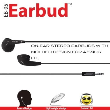 Maxell® On-Ear Earbuds, Black, EB-95