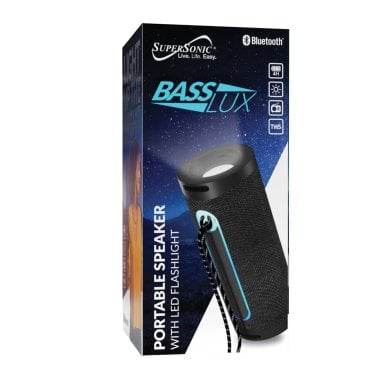Supersonic® Portable Bluetooth® Speaker with LED Flashlight and Speakerphone, SC-2340BT (Black)