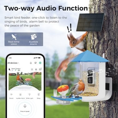 PerchMe™ Smart Bird Feeder with Camera (Azure Canopy)