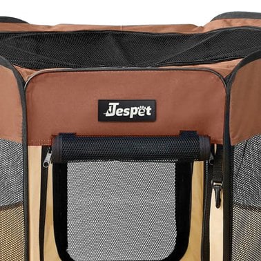 Jespet® Portable Dog Exercise Pet Soft-Side Playpen (Medium; Brown/Beige)