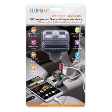 Technaxx® FMT900BT Bluetooth® FM Transmitter with MP3 Player and USB Charging