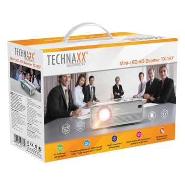 Technaxx® Beamer 720p HD Mini-LED Multimedia Projector, White, TX-127