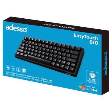 Adesso® Wired Mechanical Compact Keyboard with CoPilot AI™ Hotkey, Multi-OS, EasyTouch 610, Black