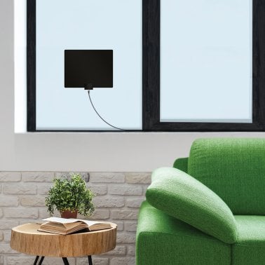 Mohu Leaf 50 Original Paper-Thin Indoor TV Antenna, Amplified, UHF VHF, 60-Mile Range, Multi-Directional, 4K UHD, NEXTGEN TV with 12-Ft. Cable