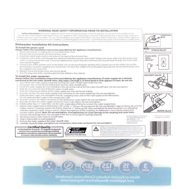 Certified Appliance Accessories® Dishwasher Installation Kit with Right-Angle Plug Head