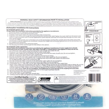 Certified Appliance Accessories® Dishwasher Installation Kit with Straight Plug Head