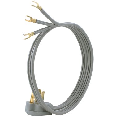 Certified Appliance Accessories 3-Wire Open-End-Connector 30-Amp Dryer Cord, 4ft