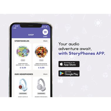 ONANOFF® StoryPhones® Storytelling Foldable Bluetooth® Kids Headphones, Intro Bundle with ZenShield and PlayShield (White)