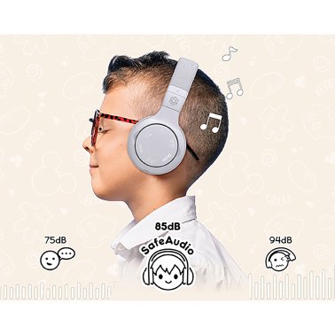 ONANOFF® StoryPhones® Storytelling Foldable Bluetooth® Kids Headphones, Intro Bundle with ZenShield and PlayShield (White)
