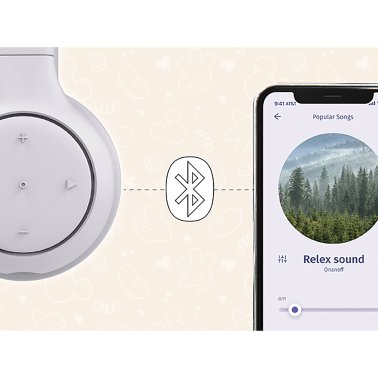 ONANOFF® StoryPhones® Storytelling Foldable Bluetooth® Kids Headphones, Intro Bundle with ZenShield and PlayShield (White)