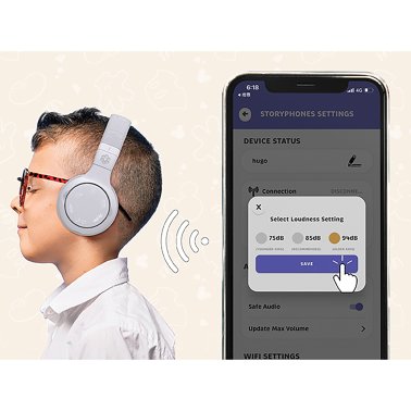 ONANOFF® StoryPhones® Storytelling Foldable Bluetooth® Kids Headphones, Intro Bundle with ZenShield and PlayShield (White)