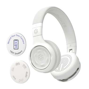 ONANOFF® StoryPhones® Storytelling Foldable Bluetooth® Kids Headphones, Intro Bundle with ZenShield and PlayShield (White)