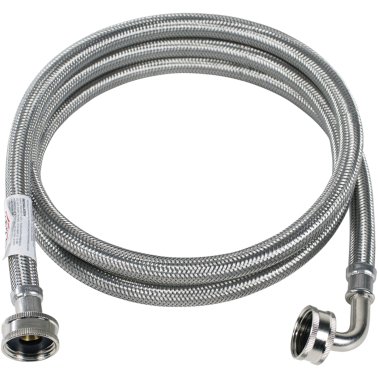 Certified Appliance Accessories Braided Stainless Steel Washing Machine Hose with Elbow, 4ft