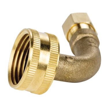 Certified Appliance Accessories® Dishwasher Elbow with Nut & Compression Ferrule, 3/4" FGH (Female Garden Hose) x 3/8" MIP (Male Iron Pipe)