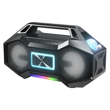 ION® Party Rocker™ Go Portable Bluetooth® Boom Box with Party Starter® LED Lights, Speakerphone, and Stereo-Link™, Black, ISP147