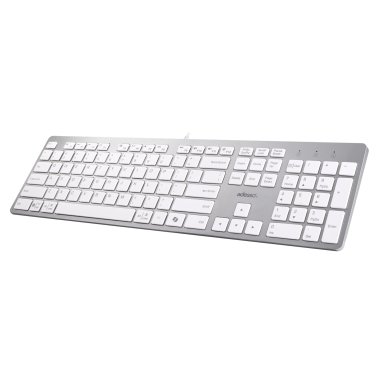 Adesso® USB-C® Full-Sized Mechanical Keyboard with CoPilot AI™ Hotkey and Built-in USB and 3.5-mm Aux Ports, Multi-OS, Slim, EasyTouch 730, Silver