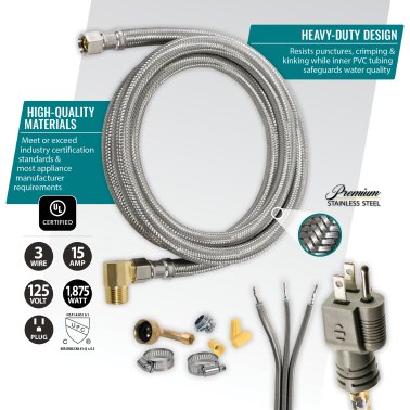 Certified Appliance Accessories® Dishwasher Installation Kit with Straight Plug Head