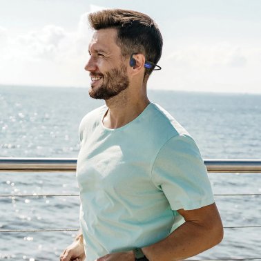 OPN Sound™ Mezzo+ Bluetooth® Bone-Conduction Neckband Sports Headphones with Microphone, Black and Blue