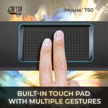 Adesso® iMouse® T60 Wireless Optical Touch Pad with Armrest, 2.4-GHz, Black