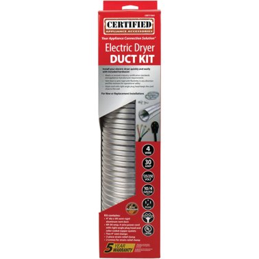 Certified Appliance Accessories® Electric Dryer Duct Kit with 4-Wire 30-Amp 6ft Cord