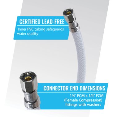 Certified Appliance Accessories PVC Ice Maker Connector with 1/4" Compression, 15ft