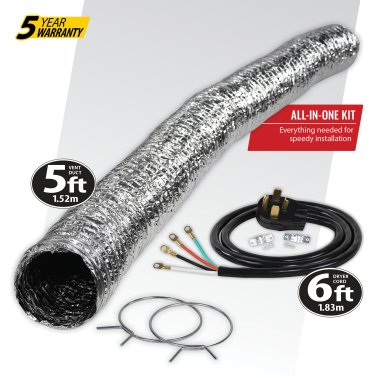 Certified Appliance Accessories® Electric Dryer Flex Duct Kit with 4-Wire 30-Amp 6ft Cord