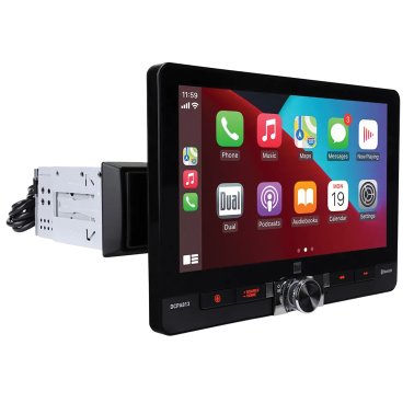 Dual® DCPA813 8-In., Car In-Dash Unit, Single-/Double-DIN Media Player with Touch Screen, Bluetooth®, Apple CarPlay®, and Android Auto™
