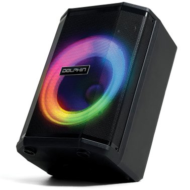 Dolphin® Audio SP-880RBT Rechargeable 8-In. Portable Bluetooth® Party Speaker® with Tilt Function, LED Light Ring, Wireless Microphone, and Remote