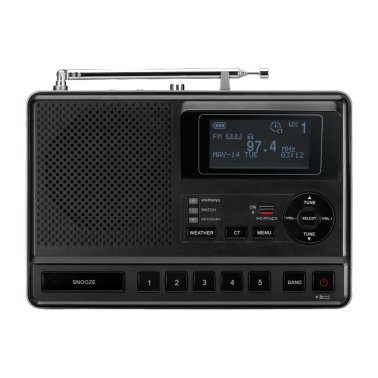 Sangean® CL-100 Tabletop Weather Alert AM/FM Clock Radio with S.A.M.E, Black